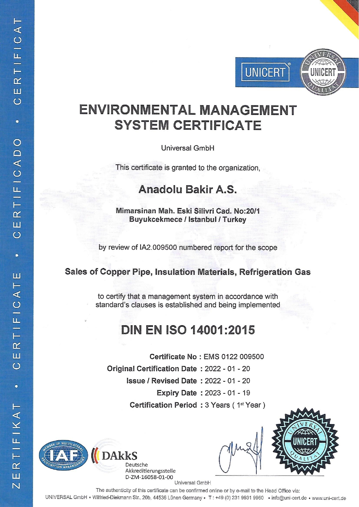  ISO 14001 Certificate DAKKS